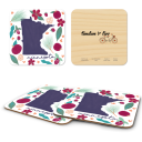 Minnesota Fresh birchwood 4x4 inch decorative coaster set by Jennifer Smelker - Trays4Us