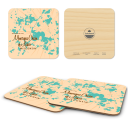 Minocqua Chain WI birchwood 4x4 inch decorative coaster set by Lakebound - Trays4Us