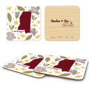 Missisippi Fresh birchwood 4x4 inch decorative coaster set by Jennifer Smelker - Trays4Us