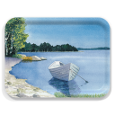 Moored Dory birchwood decorative serving tray large 16.5x12.5 inch by Anne Kilham - Trays4Us