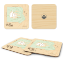 Mt. Rainier WA birchwood 4x4 inch decorative coaster set by Lakebound - Trays4Us