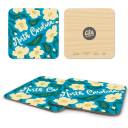 North Carolina Dogwoods birchwood 4x4 inch decorative coaster set by Ale Rodriguez-Gitler - Trays4Us