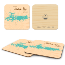 Namakan Lake MN birchwood 4x4 inch decorative coaster set by Lakebound - Trays4Us