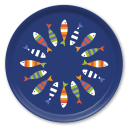 New Fish birchwood decorative serving tray round 15.7 inch by Kate Nelligan - Trays4Us