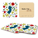 New Jersey Fresh birchwood 4x4 inch decorative coaster set by Jennifer Smelker - Trays4Us
