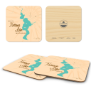 Nottawa Lake MI birchwood 4x4 inch decorative coaster set by Lakebound - Trays4Us