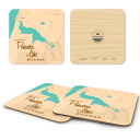 Pentwater Lake MI birchwood 4x4 inch decorative coaster set by Lakebound - Trays4Us