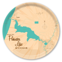 Pentwater Lake MI birchwood decorative serving tray round 15.7 inch by Lakebound - Trays4Us