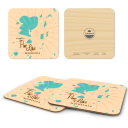 Pine Lake MN birchwood 4x4 inch decorative coaster set by Lakebound - Trays4Us