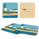 Point Judith RI birchwood 4x4 inch decorative coaster set by Alan Claude - Trays4Us
