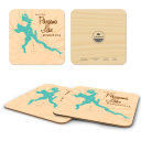 Pokegama Lake MN birchwood 4x4 inch decorative coaster set by Lakebound - Trays4Us