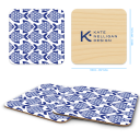 Porcelain Fish birchwood 4x4 inch decorative coaster set by Kate Nelligan - Trays4Us