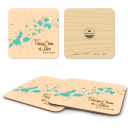 Portage Chain of Lakes MI birchwood 4x4 inch decorative coaster set by Lakebound - Trays4Us