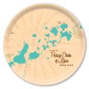 Portage Chain of Lakes MI birchwood decorative serving tray round 15.7 inch by Lakebound - Trays4Us