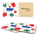 Puerto Rico Fresh birchwood 4x4 inch decorative coaster set by Jennifer Smelker - Trays4Us