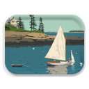 Sailing Long Cove birchwood decorative serving tray medium 11x8 inch by Alan Claude - Trays4Us