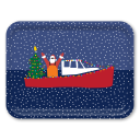 Santa Boat birchwood decorative serving tray large 16.5x12.5 inch by Kate Nelligan - Trays4Us