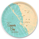 Sarasota Bay FL birchwood decorative serving tray round 15.7 inch by Lakebound - Trays4Us
