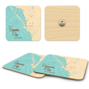 Sarasota Bay FL birchwood 4x4 inch decorative coaster set by Lakebound - Trays4Us