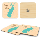 Saratoga Lake NY birchwood 4x4 inch decorative coaster set by Lakebound - Trays4Us