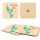 School Section Lake MI birchwood 4x4 inch decorative coaster set by Lakebound - Trays4Us
