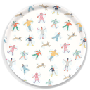 Snow Angels birchwood decorative serving tray round 15.7 inch by Sara Fitz - Trays4Us