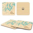 South Puget Sound WA birchwood 4x4 inch decorative coaster set by Lakebound - Trays4Us