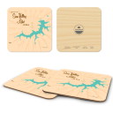 Sun Valley Lake IA birchwood 4x4 inch decorative coaster set by Lakebound - Trays4Us