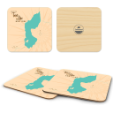 Trout Lake NY birchwood 4x4 inch decorative coaster set by Lakebound - Trays4Us