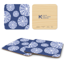 Urchins - Blue birchwood 4x4 inch decorative coaster set by Kate Nelligan - Trays4Us