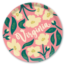 Virginia Dogwoods birchwood decorative serving tray round 15.7 inch by Ale Rodriguez-Gitler - Trays4Us