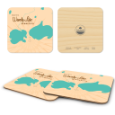 Waverly Lake MN birchwood 4x4 inch decorative coaster set by Lakebound - Trays4Us
