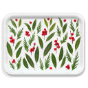 Winter Berry & Leaves birchwood decorative serving tray large 16.5x12.5 inch by Bottle Branch - Trays4Us