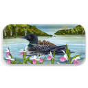 Loon and Lady Slippers birchwood decorative serving tray Small 11x5 inch by Little Rocks Design - Trays4Us
