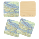 Rainy Lake 1965 birchwood 4x4 inch decorative coaster set by Historical Map - Trays4Us