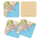 Bayfield 1964 birchwood 4x4 inch decorative coaster set by Historical Map - Trays4Us
