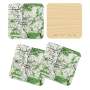 Ruxton MD 1943 birchwood 4x4 inch decorative coaster set by Historical Map - Trays4Us