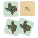 Texas Christmas birchwood 4x4 inch decorative coaster set by Jennifer Smelker - Trays4Us