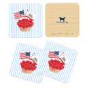Freedom 250 Basket - California Poppies birchwood 4x4 inch decorative coaster set by Muddy Dog - Trays4Us