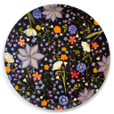 Clematis Black birchwood decorative serving tray round 15.7 inch by Kerry Michaels - Trays4Us