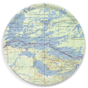 Rainy Lake 1965 birchwood decorative serving tray round 15.7 inch by Historical Map - Trays4Us