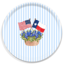 Freedom 250 Basket - Texas Bluebonnet birchwood decorative serving tray round 15.7 inch by Muddy Dog - Trays4Us