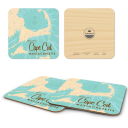 Cape Cod MA birchwood 4x4 inch decorative coaster set by Lakebound - Trays4Us