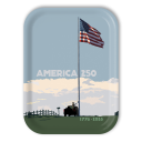 America 250 - The Flag at Fort Williams birchwood decorative serving tray medium 11x8 inch by Alan Claude - Trays4Us
