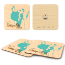 Sebago Lake ME birchwood 4x4 inch decorative coaster set by Lakebound - Trays4Us