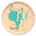 Sebago Lake ME birchwood decorative serving tray round 15.7 inch by Lakebound - Trays4Us