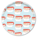 Santa's Mug birchwood decorative serving tray round 15.7 inch by Sara Fitz - Trays4Us