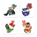 Philadelphia Sports Mascots birchwood 4x4 inch decorative coaster set by Jess Rodgers - Trays4Us